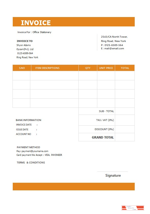 Free Standard Invoice Template PSD template